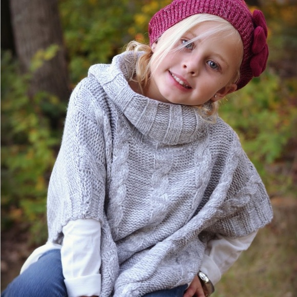 Crazy 8 girls turtleneck poncho size 14 YXL grey, with pockets - Picture 2 of 7